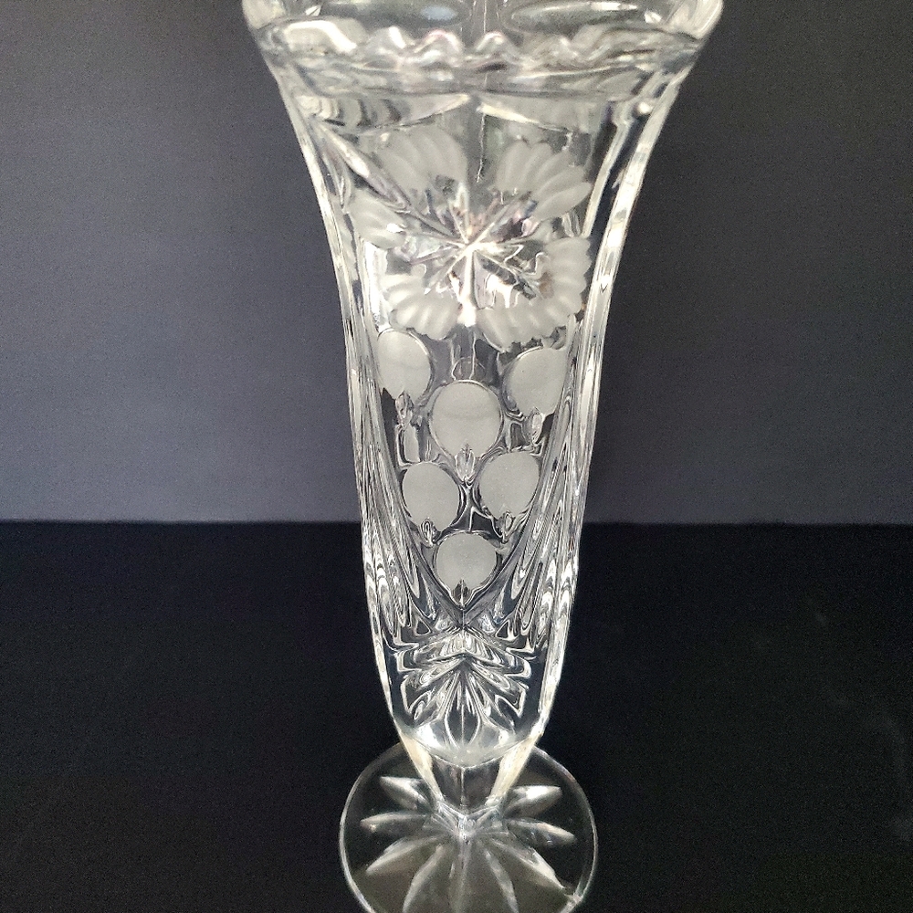 Vintage Anna Hutte German Crystal Bud Vase Retro Farmhous Decor Diamond Cut Gift